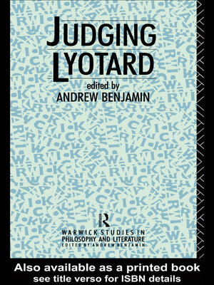 cover image of Judging Lyotard